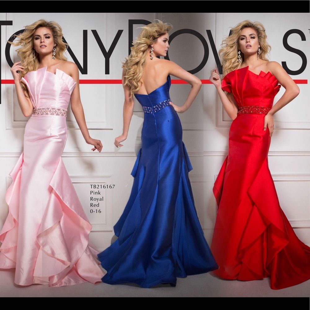 Tony Bowls Strapless Dress in Red